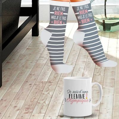 coffret cadeau mug et chaussette flemme olympique | jourdefete.com