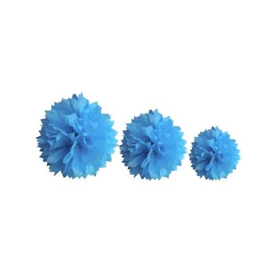Décoration Pompon Turquoise - assortiment de 3 tailles