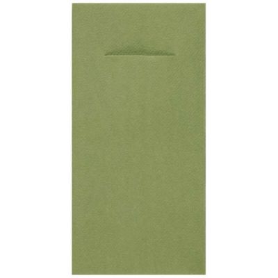 Lot de 12 serviettes porte-couverts en Airlaid - Couleur Vert Olive | jourdefete.com