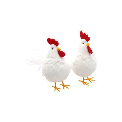 Poule ou Coq Blanc pour Pâques - 15 cm - Modèle Aléatoire