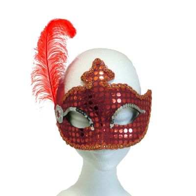 Masque de Carnaval à Plume Rouge