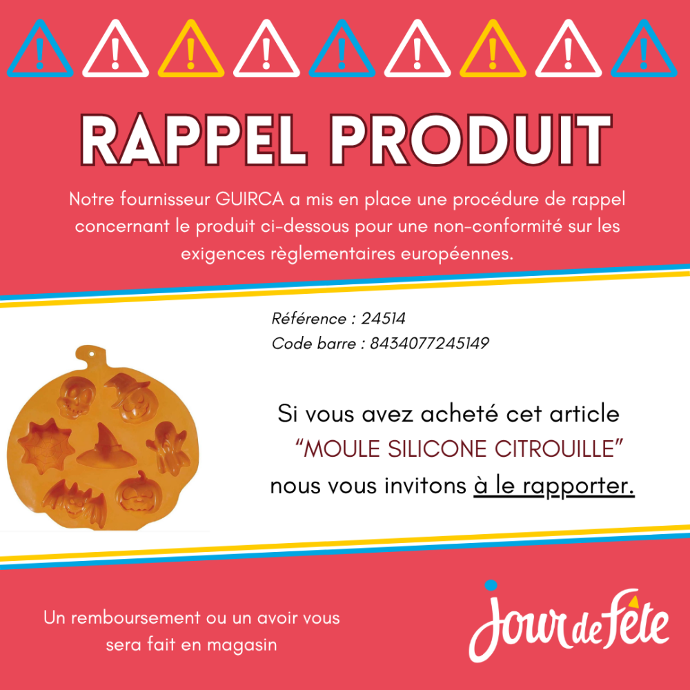 Rappel produit moule silicone halloween
