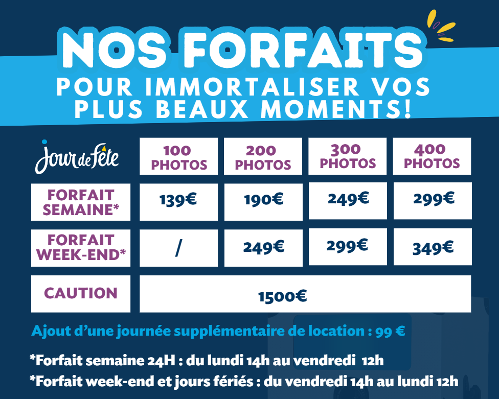 Tarifs de la photobox