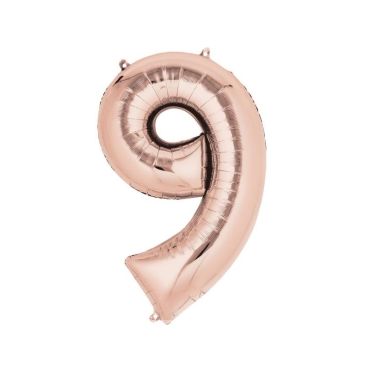 Méga Ballon Hélium - Chiffre 9 -  Rose Gold