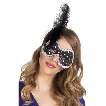 Loup vénitien - Noir & Argenté - Adulte