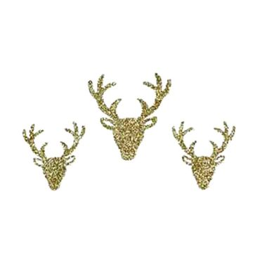 Sachet de 12 têtes de rennes paillettes dorées