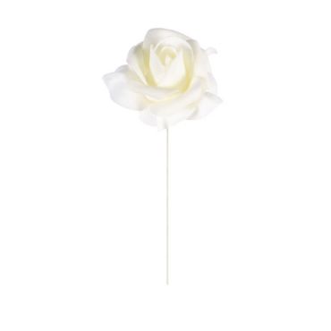 6 Roses Romantiques sur Tige - Ivoire