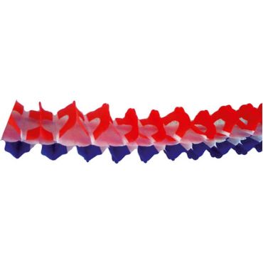 Guirlande en Papier "Zinnia" Tricolore - Bleu, Blanc, Rouge 