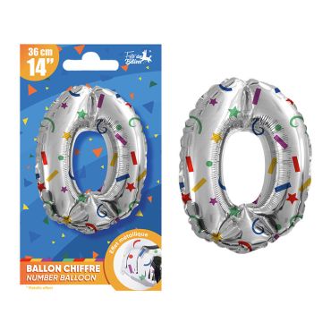 Ballon chiffre métallique argenté avec confettis et étoiles multicolores pour décoration d'anniversaire enfant, taille 36 cm | jourdefete.com Ballon chiffre métallique argenté avec confettis et étoiles multicolores pour décoration d'anniversaire enfant, taille 36 cm | jourdefete.com