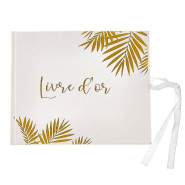 livre d'or feuilles d'or de 22 cm | jourdefete.com