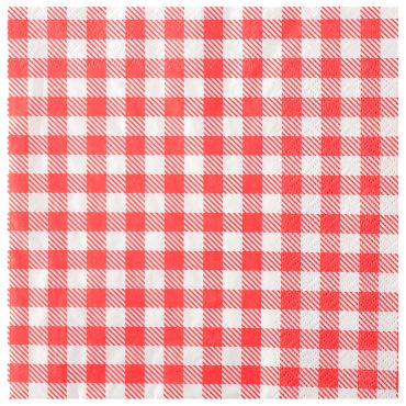 Serviettes en papier à carreaux rouges vichy 40x40 cm | jourdefete.com