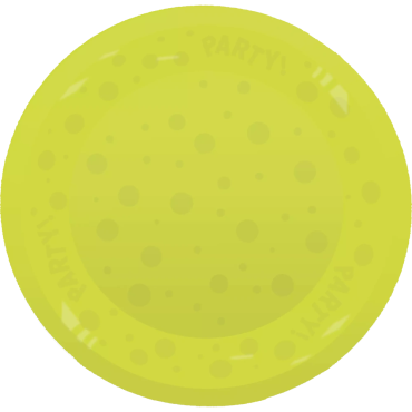 Assiette réutilisable fluo jaune 21 cm avec motif PARTY! | jourdefete.com