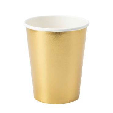 Gobelets en carton doré brillant pour décoration de fête de capacité 250 ml | jourdefete.com