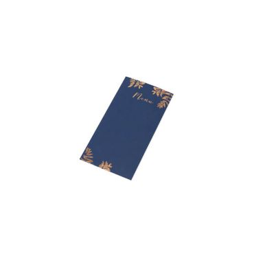 menu-fougere-bleu-marine-cuivre-decoration-table | jourdefete.com