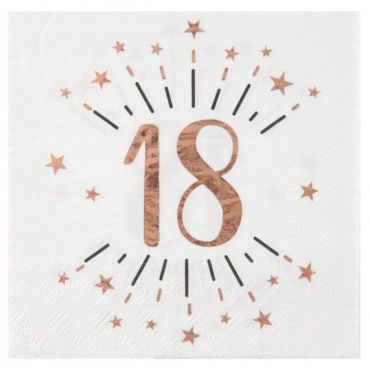 10 serviettes en papier de la collection joyeux anniversaire étincelant rose gold âge au choix | jourdefete.com