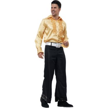 Chemise disco satin or homme, vêtement doré pour déguisement années 70 | jourdefete.com Chemise disco satin or homme, vêtement doré pour déguisement années 70 | jourdefete.com