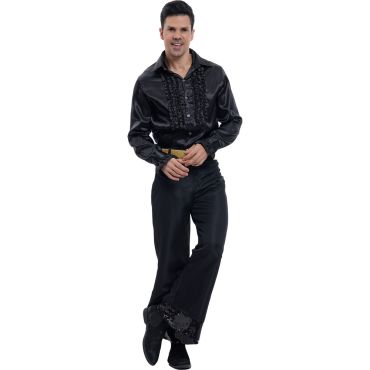 Chemise disco satin noire homme, tenue élégante et rétro pour soirée disco | jourdefete.com Chemise disco satin noire homme, tenue élégante et rétro pour soirée disco | jourdefete.com
