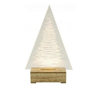 Décoration à poser Noël - Bois - Sapin acrylique lumineux
