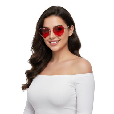 Lunettes cœur Love Hippie rouges pour fête ou EVJF | jourdefete.com