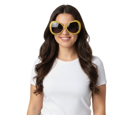 Lunettes disco pailletées or pour soirée déguisée | jourdefete.com