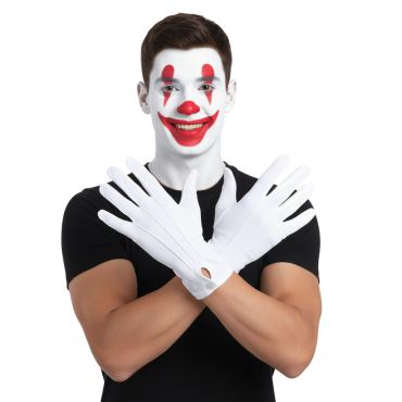 Gants blancs de clown avec boutons pour costume de fête | jourdefete.com Gants blancs de clown avec boutons pour costume de fête | jourdefete.com