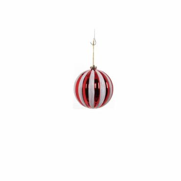 Boule de Sapin 15 cm - Rouge / Blanc