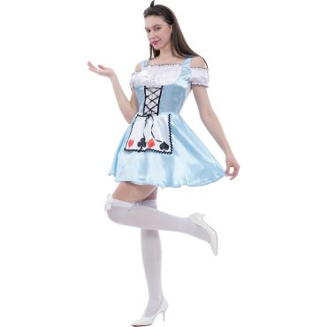 Déguisement Alice au Pays des Merveilles femme bleu et blanc avec tablier à cartes | jourdefete.com Déguisement Alice au Pays des Merveilles femme bleu et blanc avec tablier à cartes | jourdefete.com
