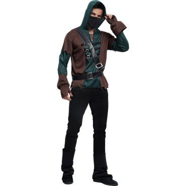 Costume d’archer médiéval pour homme avec capuche verte et lanières en cuir | jourdefete.com Costume d’archer médiéval pour homme avec capuche verte et lanières en cuir | jourdefete.com