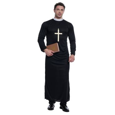 Homme déguisé en curé avec soutane noire | jourdefete.com Homme déguisé en curé avec soutane noire | jourdefete.com