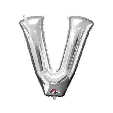 Méga Ballon Hélium - Lettre V - Argent Méga Ballon Hélium - Lettre V - Argent