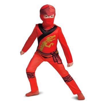 Déguisement Kai LEGO Ninjago pour enfant en tenue rouge de ninja du feu | jourdefete.com