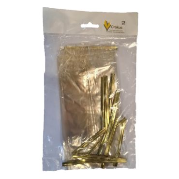 12 sachets plats neutres en cellophane avec liens twist or de 22 cm | jourdefete.com