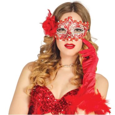 Loup rouge avec Rose rouge