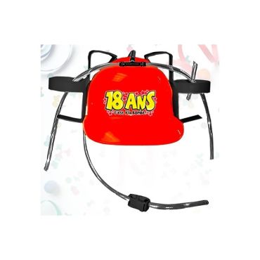 Casque Anti-Soif Rouge "18 ans C'est d'la bombe !"