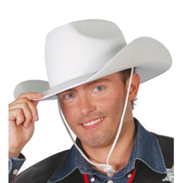 Chapeau de Cow Boy en Feutre Blanc Adulte