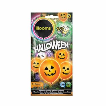 5  Ballons de baudruche led - Citrouille orange