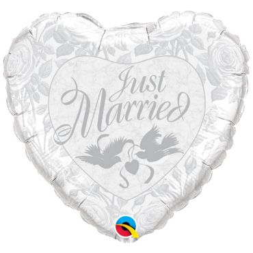 Ballon hélium "Just Married" Blanc
