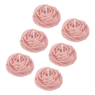 Bougies flottantes camélia rose pour décoration de mariage, baptême ou communion | jourdefete.com