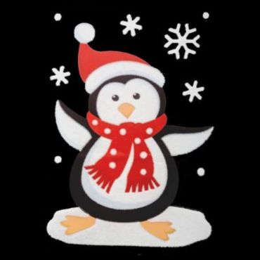 Décoration de Fenêtre Autocollante - Noël - Pingouin