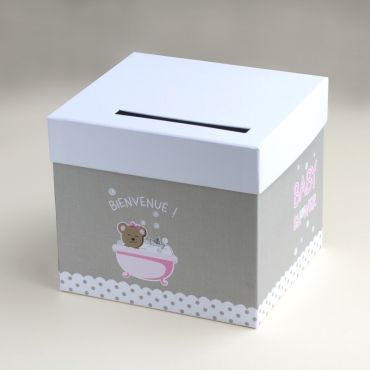 Urne Baby Shower - Nounours Rose