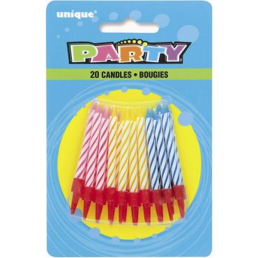 20 Bougies d'anniversaire colorées
