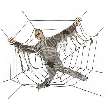 Décoration Halloween - Zombie piégé dans Toile d'Araignée