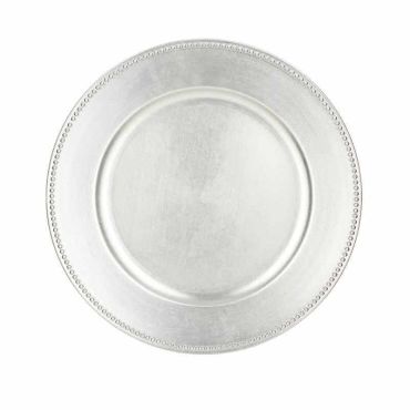 Assiette de Présentation Ronde - Argent Métallisé - Cloutée