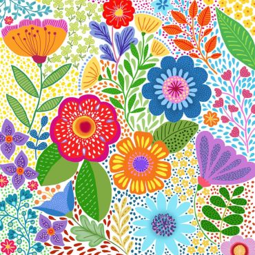 Serviettes en papier avec un motif floral coloré et graphique | jourdefete.com