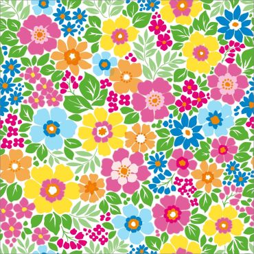 Serviettes florales multicolores motif jardin | jourdefete.com