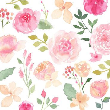Serviettes roses aquarelle motif floral | jourdefete.com
