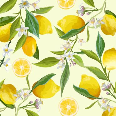 Serviettes de fête motif citrons jaunes et feuillage vert 33x33 cm | jourdefete.com