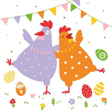 20 serviettes en papier - 33 x 33 cm - Pâques - Atelier "Poules"
