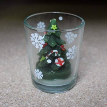Photophore en Verre avec Bougie Sapin de Noël