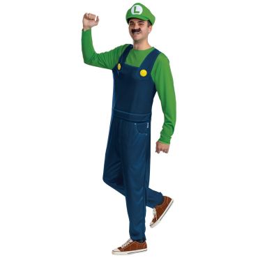 Costume Luigi adulte Super Mario avec combinaison verte et bleue, moustache adhésive et casquette verte | jourdefete.com Costume Luigi adulte Super Mario avec combinaison verte et bleue, moustache adhésive et casquette verte | jourdefete.com
